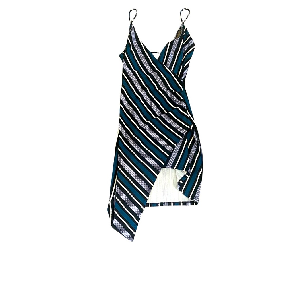 ReVamped Blue Stripped Wrap Dress | Bodycon Dress